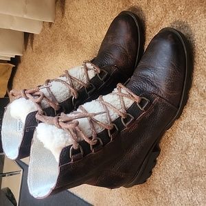 Sorel Brown Combat Boots with Cream Laces